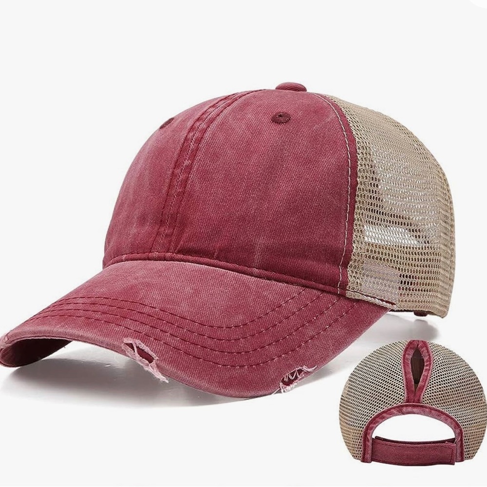 DOANNOTIUM Womens Ponytail Baseball Cap Distressed Washed Cotton Adjustable